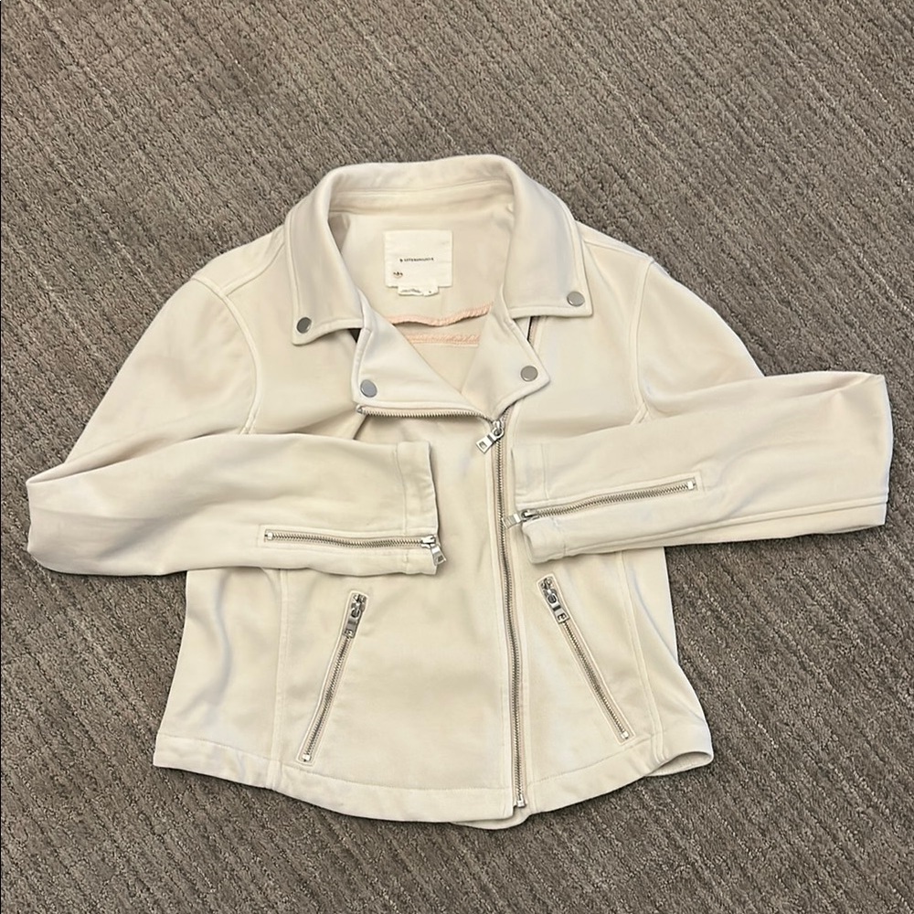 Anthropologie Cream Zip Up Jacket